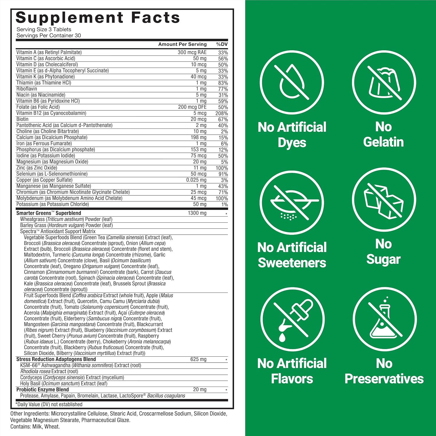 Force Factor Smarter Greens Tablets - 90 Comprimidos