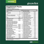 Greens First Cápsulas de Fitonutrientes - 49 Superalimentos Ricos en Antioxidantes con Frutas y Verduras Orgánicas, Prebióticos, Probióticos y Enzimas Digestivas - 180 Cápsulas