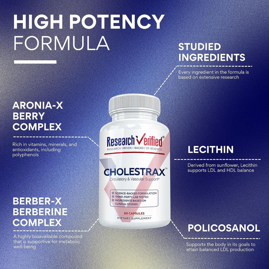 Research Verified Cholestrax - Berberina, Lecitina y Complejo de Bayas - 60 Cápsulas Veganas