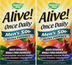 Nature's Way Alive! Men's 50+ Ultra Potency Daily Multivitamin, Food Blends, 60 Tablets (2 Pack)