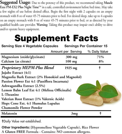 Doctors Nutra Nutraceuticals Muscle Ezze PM Plus Night Time Cápsulas - Pack de 3 con Melatonina, Valeriana, Manzanilla y – Image 2