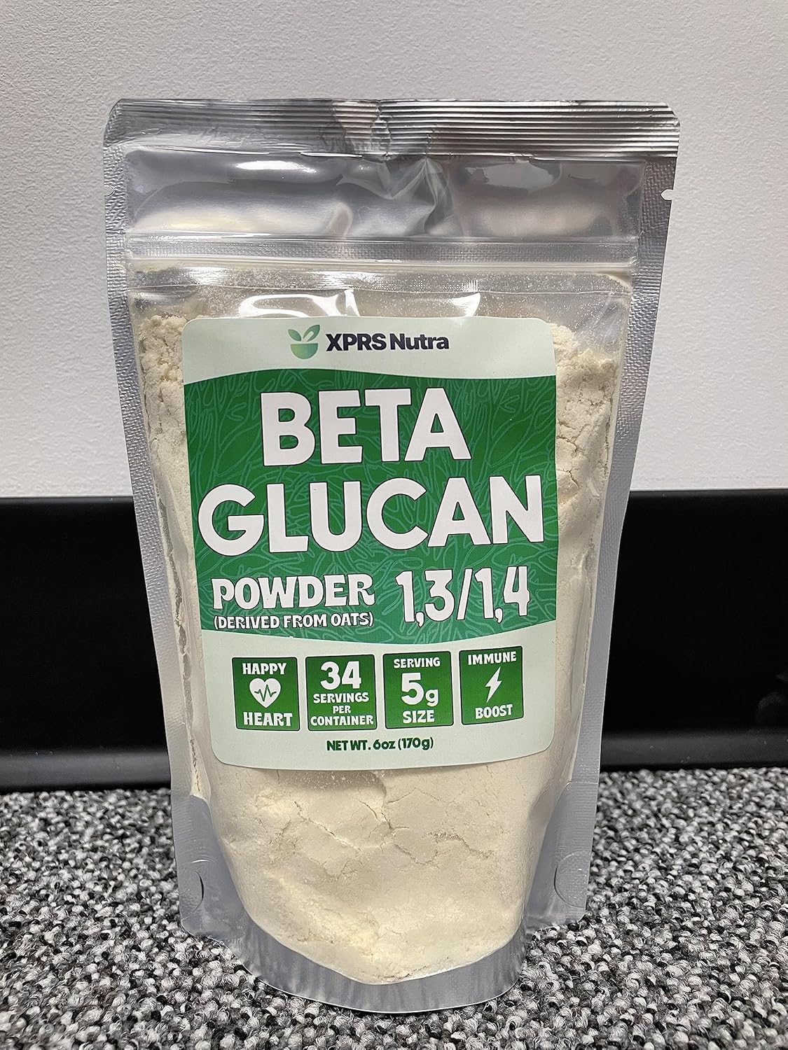 XPRS Nutra Polvo de Beta Glucano de Avena - Sin Sabor, No Transgénico, Vegano (170 g)