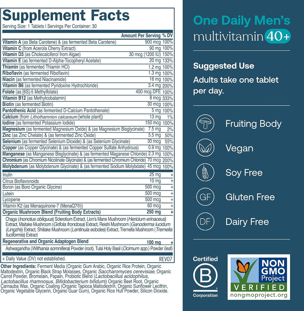 True Grace Multivitamínico 40+ Hombre y Mujer - Pack 2x30 Comprimidos Veganos
