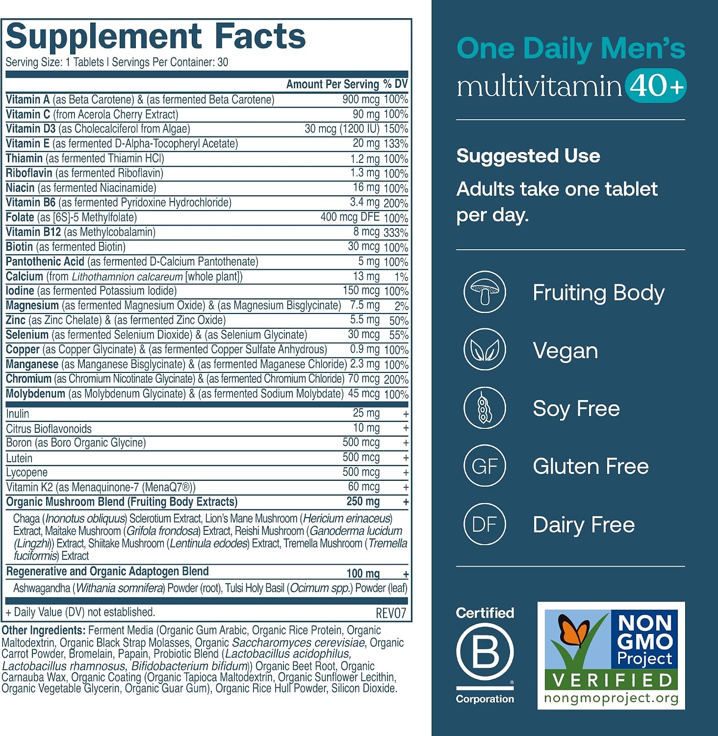 True Grace Multivitamínico 40+ Hombre y Mujer - Pack 2x30 Comprimidos Veganos