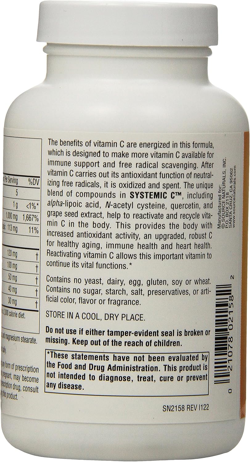 Source Naturals Systemic C, 500 mg - 120 Cápsulas