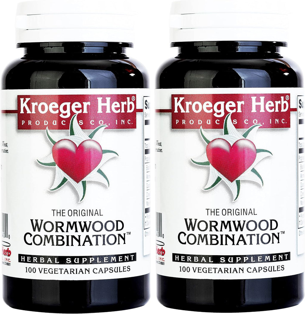 Kroeger Herb Combinación de Ajenjo Cápsulas Vegetarianas - Paquete de 2 (200 cápsulas)