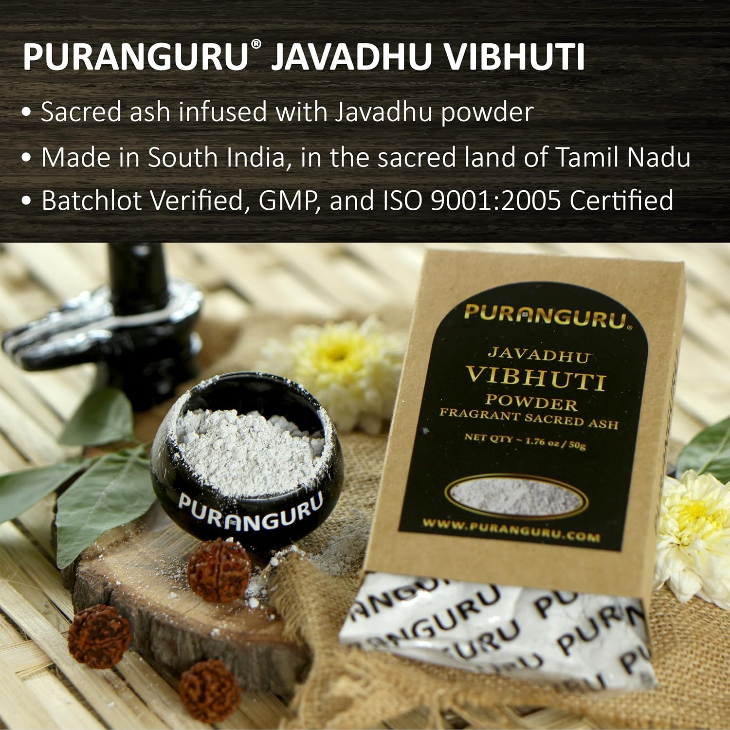 PuranGuru Javadhu Vibhuti Powder – 50g de Polvo Sagrado Fragante