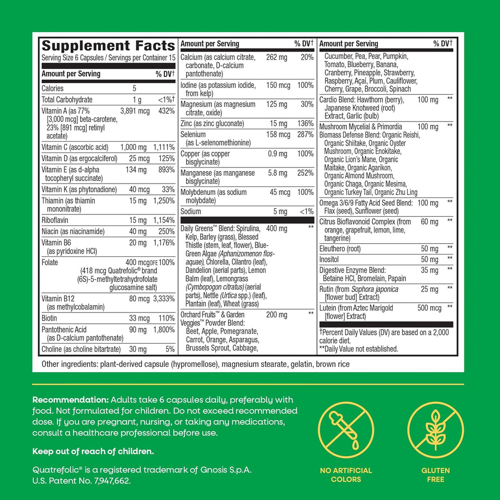 Nature's Way Alive! Multivitamínico de Máxima Potencia Max6 sin Hierro, 90 Cápsulas
