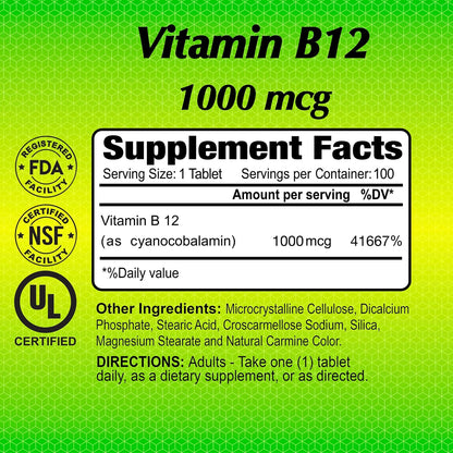 ALFA VITAMINS Vitamina B12 1000 mcg - 100 – Metabolismo energético normal: Participa en la conversión de los – Image 2