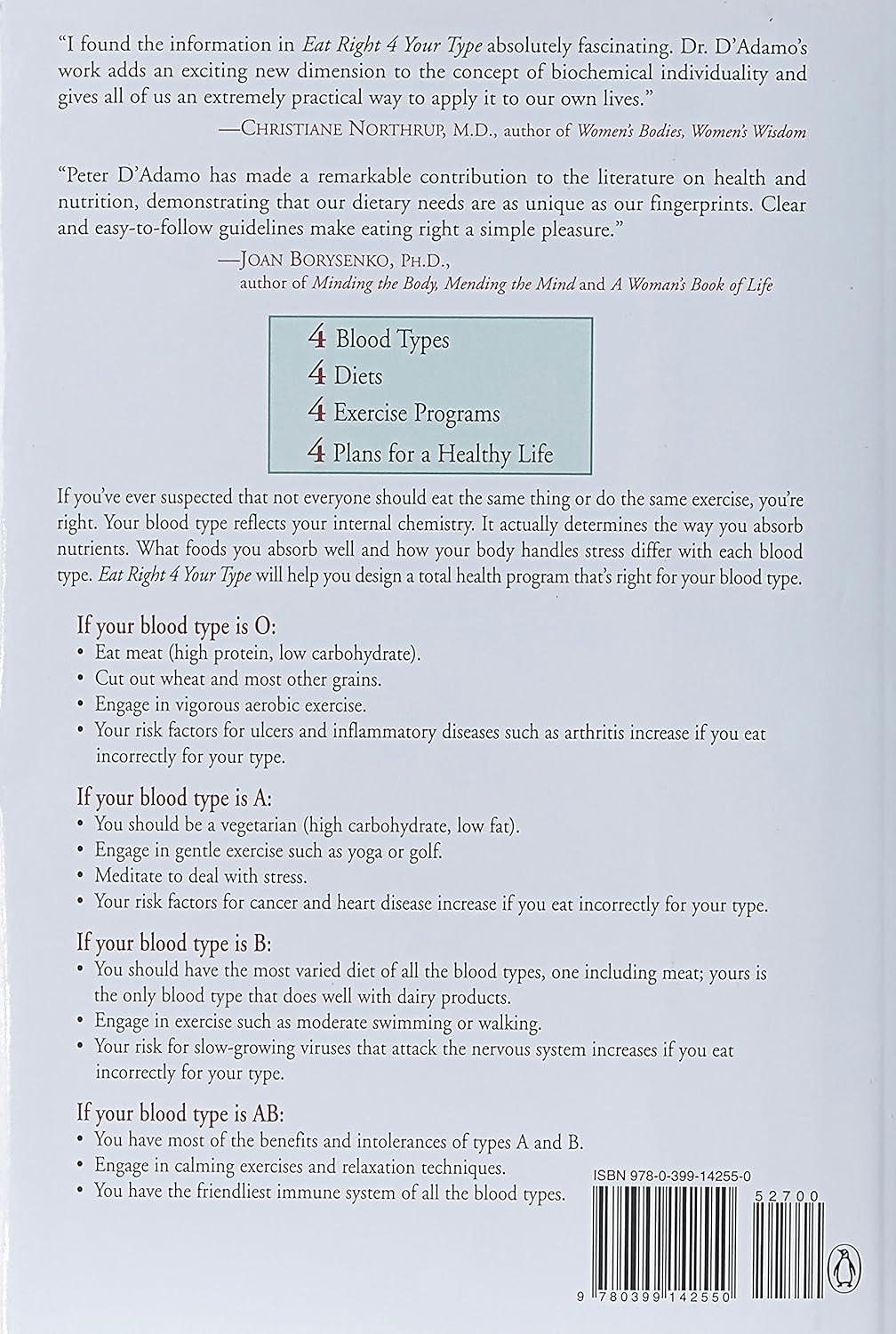 Eat Right 4 Your Type: La Dieta Personalizada para tu Grupo Sanguíneo