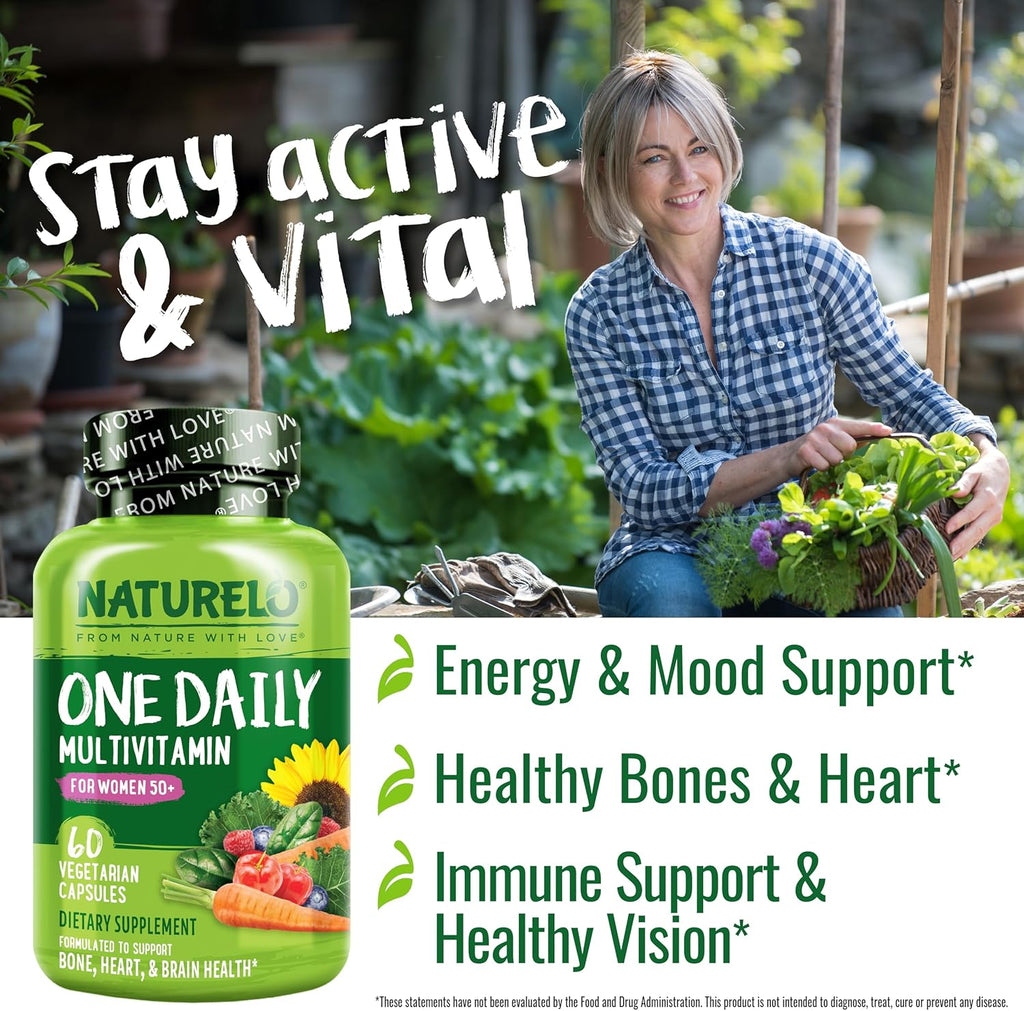 NATURELO One Daily Multivitamínico para Mujeres 50+ (Sin Hierro) - 60 Cápsulas