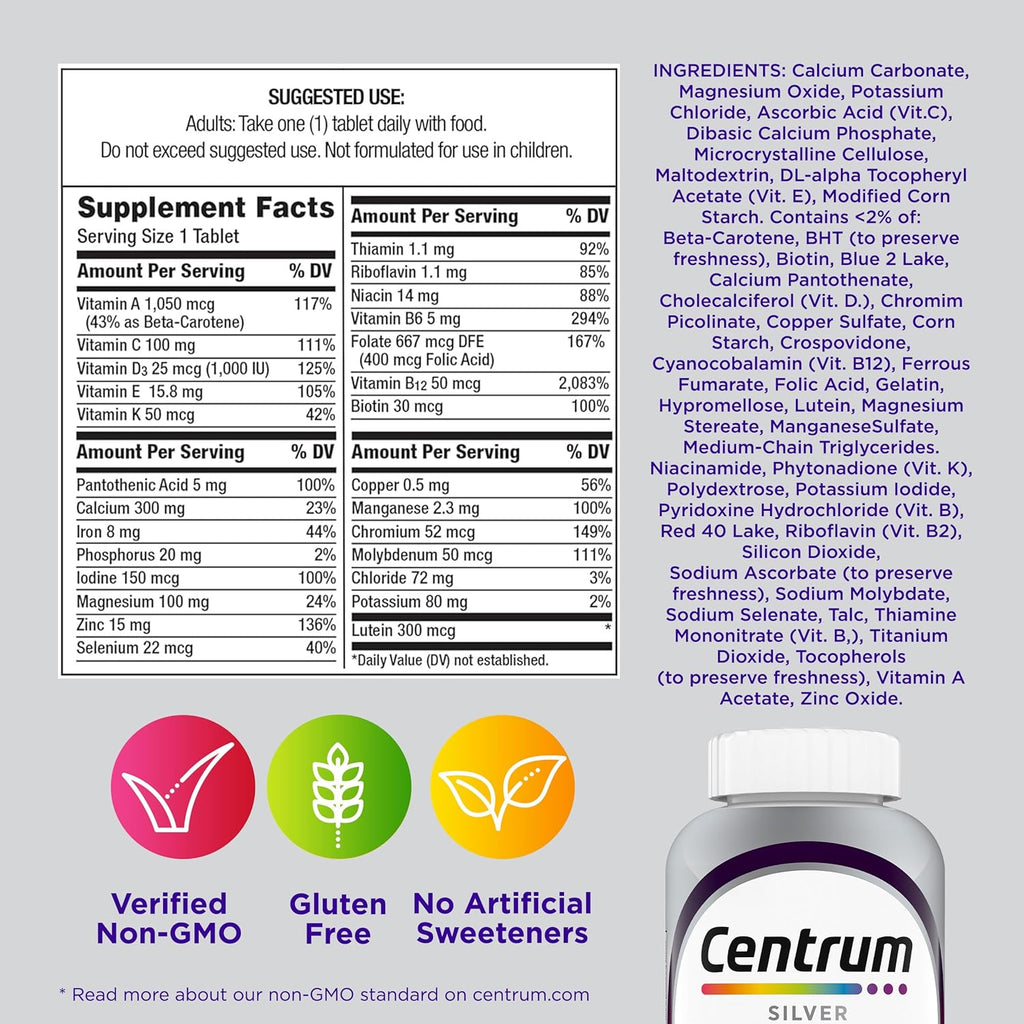 Centrum Silver Mujeres 50+ Multivitamínico, 65 Comprimidos