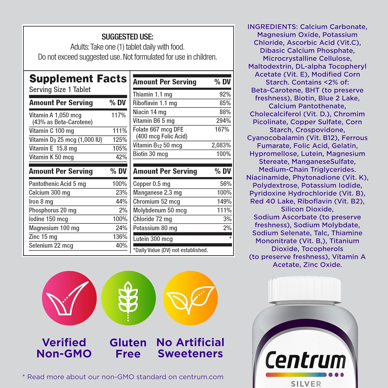 Centrum Silver Mujeres 50+ Multivitamínico, 65 Comprimidos