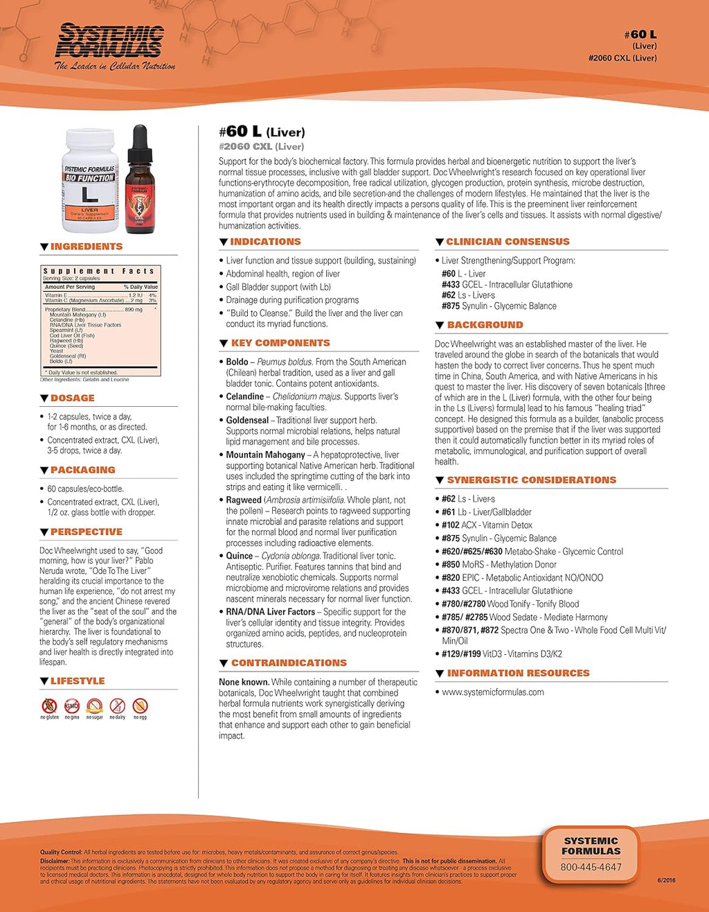 Systemic Formulas L - Liver 60 Cápsulas