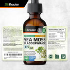 BIO KRAUTER® 2-in-1 Sea Moss y Bladderwrack Gotas – Suplemento Vegano de Algas Marinas, 59 ml
