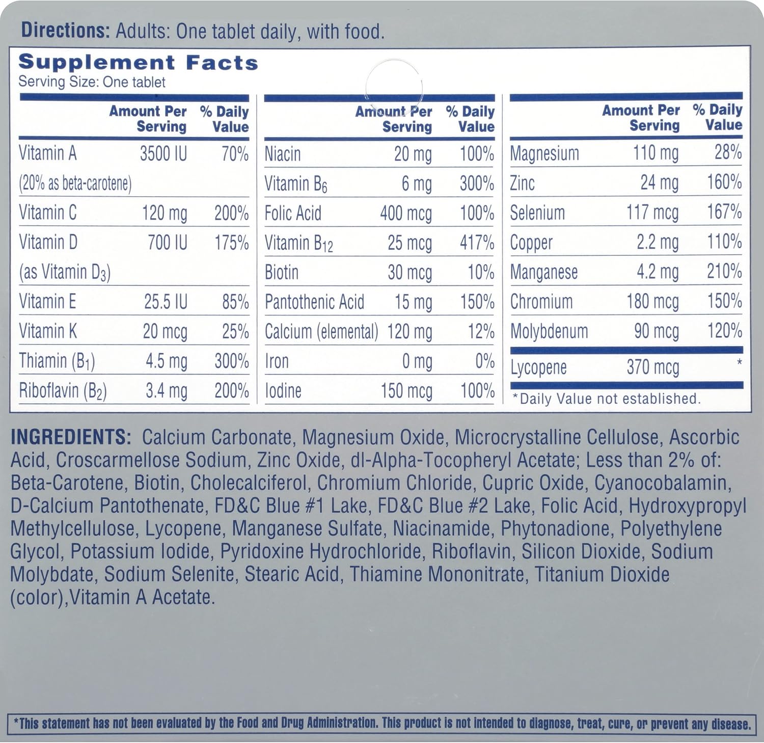 One A Day Men's 50+ Healthy Advantage Multivitamin, 65 Comprimidos
