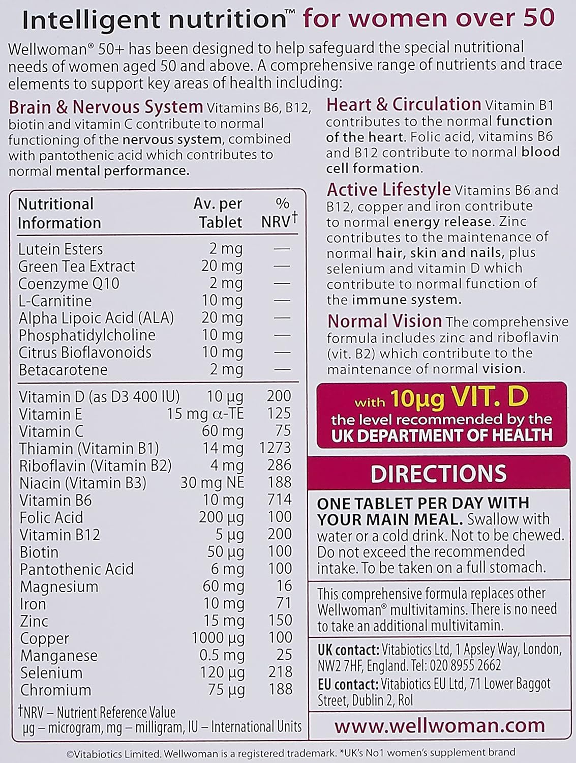 Wellwoman Vitabiotics 50+ 30 Comprimidos