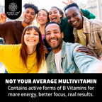 Number One Nutrition Multivitamínico Metilado para Mujeres y Hombres, Complejo B Activo con Metilfolato y Metilcobalamina, Sin Hierro, No Transgénico, Sin Gluten, 120 Cápsulas