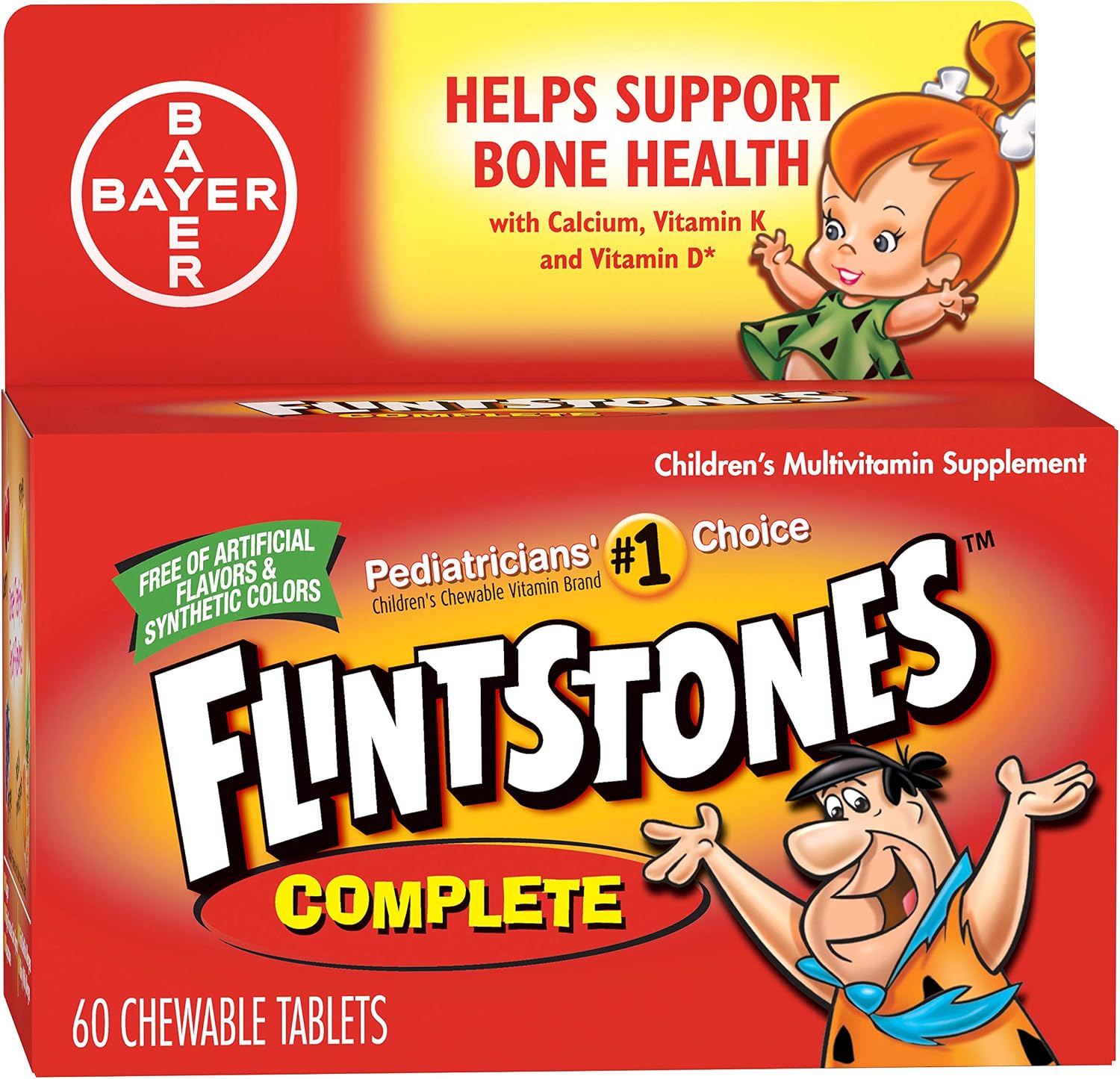 Flintstones Complete Children's Multivitamin, Tasti Smooth Chewable Tablets - 60 ct, Pack of 4