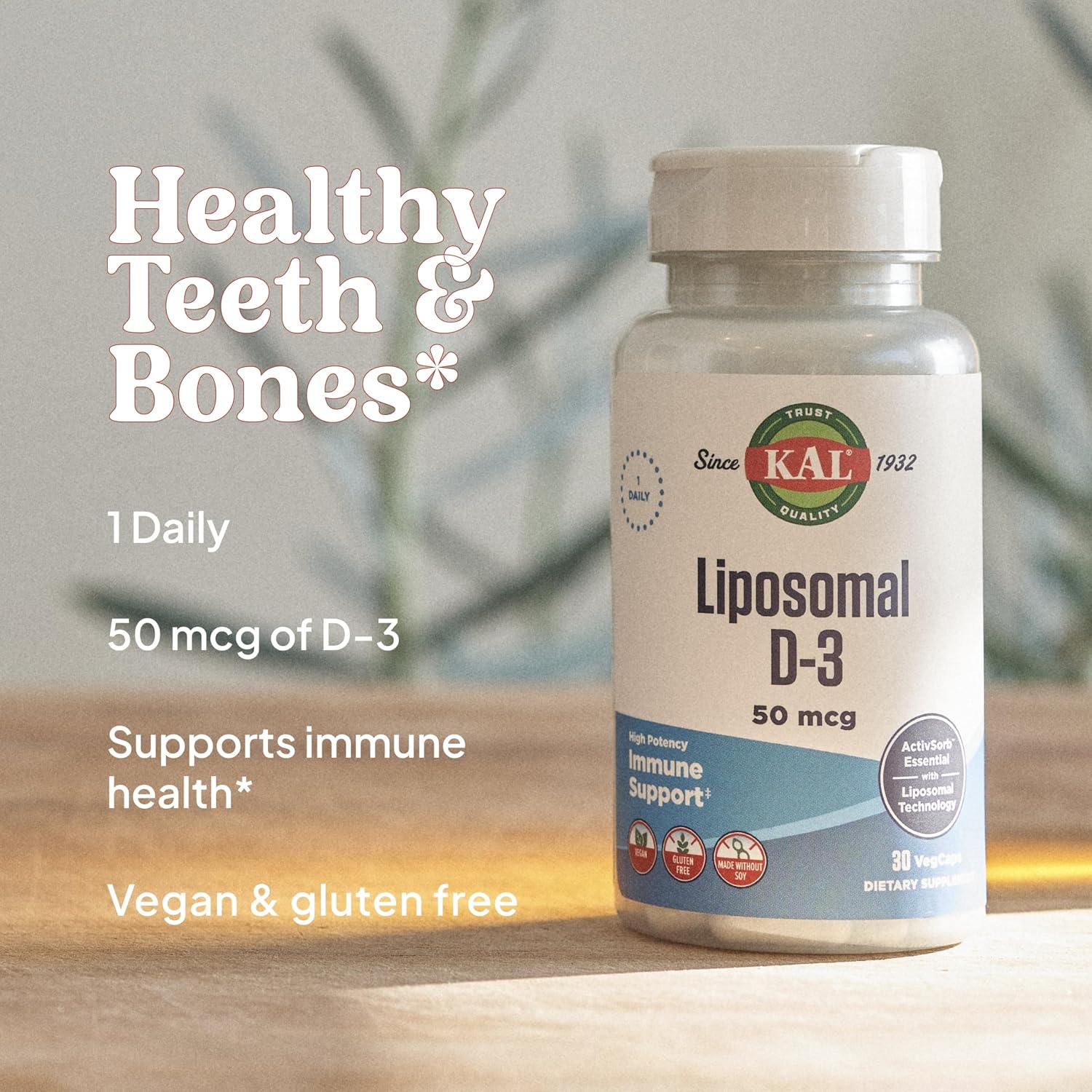 KAL Liposomal Vitamina D3 50 mcg (2000 IU) - 30 Cápsulas Veganas
