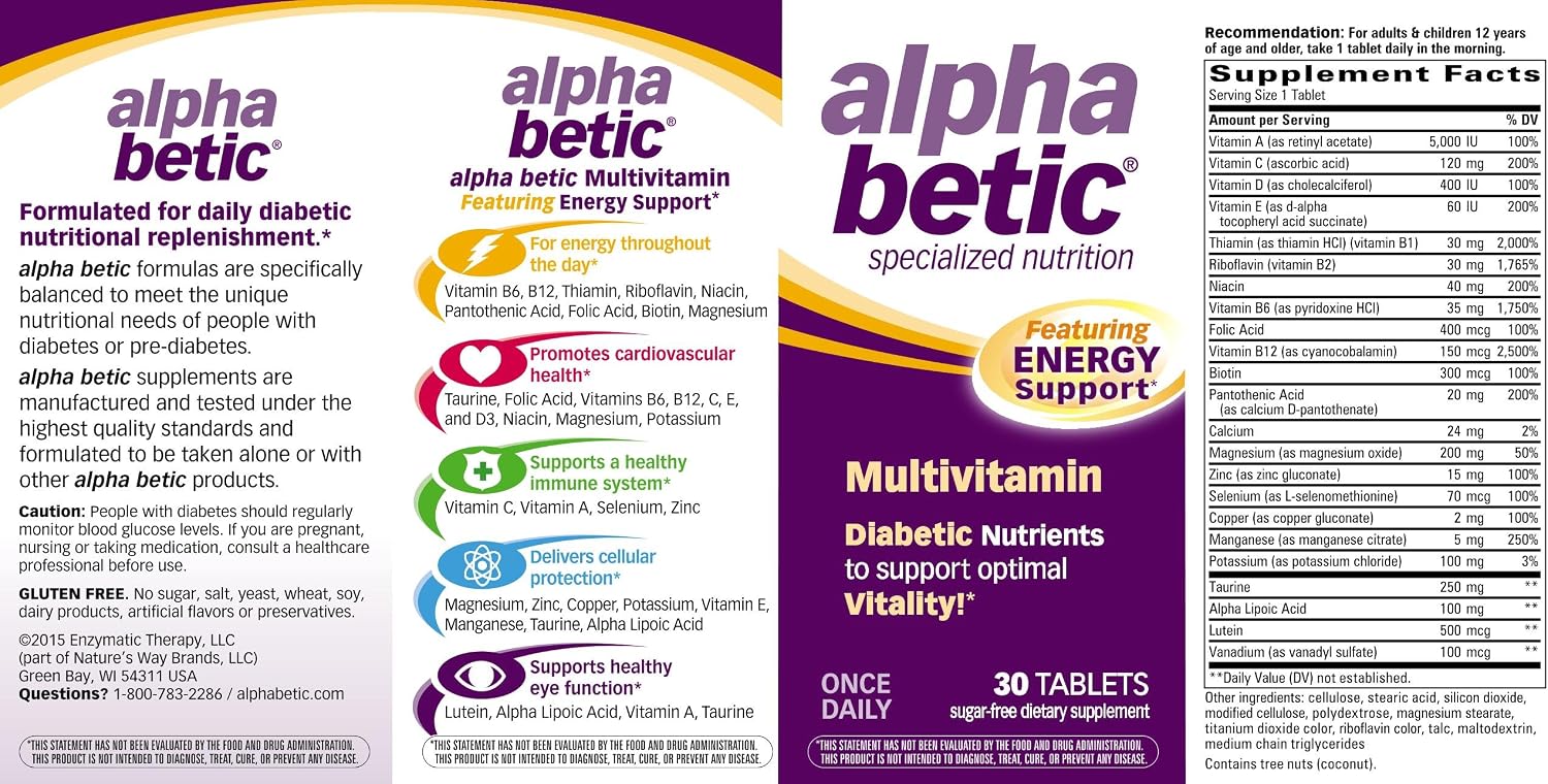 Alpha Betic Multivitamínico Plus Energía Extendida - 30 comprimidos