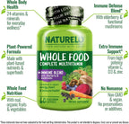 NATURELO Whole Food Multivitamin + Immune Blend – Multivitamínico Completo con Apoyo Inmunológico (60 Cápsulas Veganas, Pack de 2)