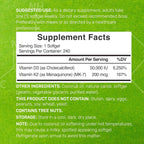 DEAL SUPPLEMENT Vitamina D3 50.000 UI + K2 MK7 200 mcg, 240 Cápsulas Blandas