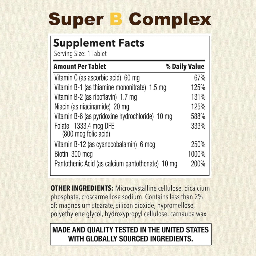 Puregen Labs Super B Energy Complex con Vitamina C - Salud Inmunitaria, Energía y Sistema Nervioso - Sin Gluten, No Transgénico, 100 Comprimidos Vegetales