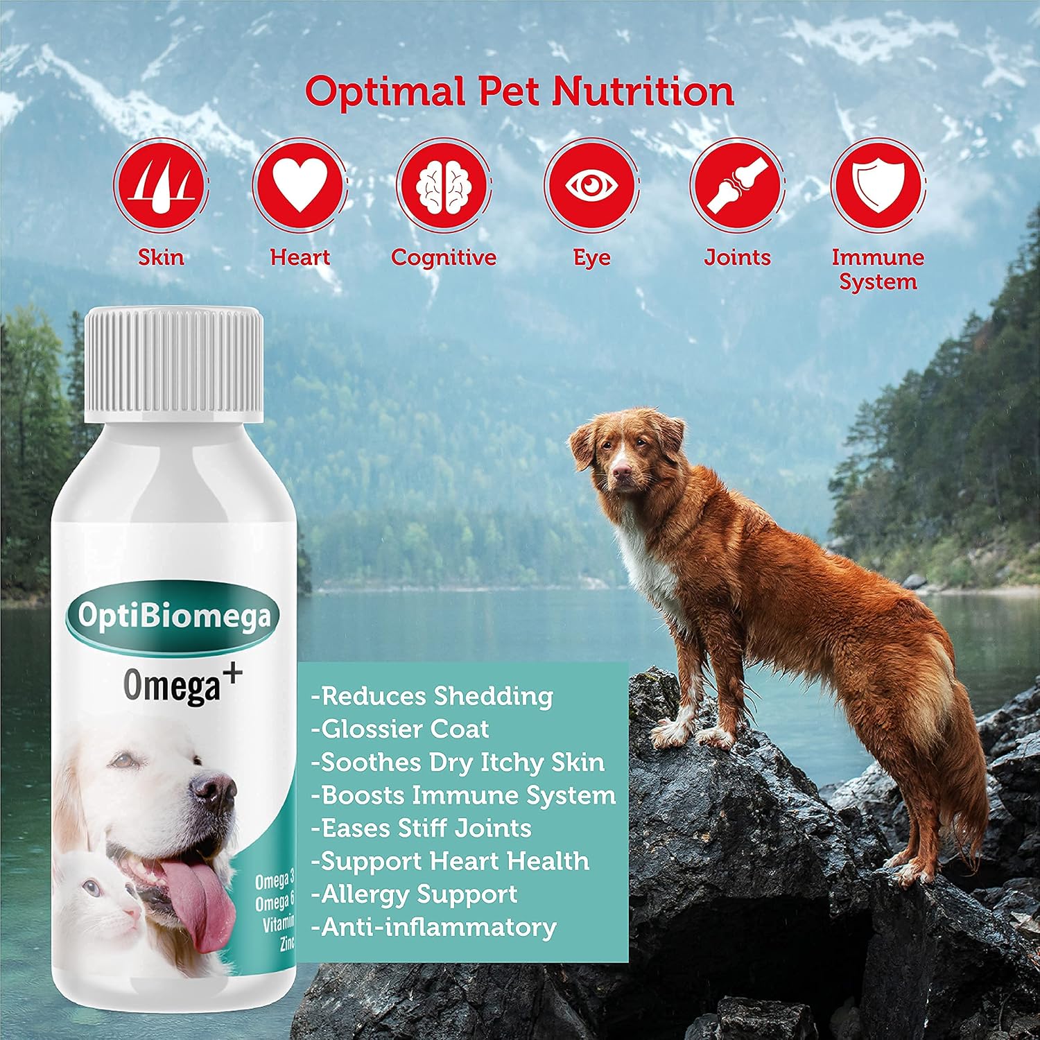 OptiBiomega Fish Oil for Dogs and Cats - Omega 3, Omega 6 and Zinc - 100 ml