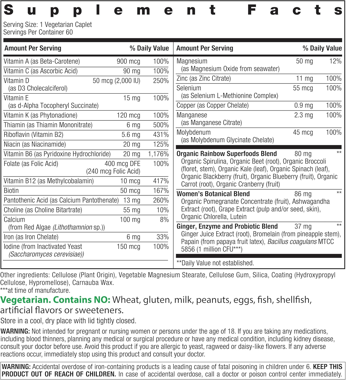 Rainbow Light Multivitamínico One+ para Mujeres, 60 Comprimidos