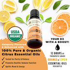 Gotas Líquidas Orgánicas de Vitamina D3 – 1000 IU, Sabor Cítrico