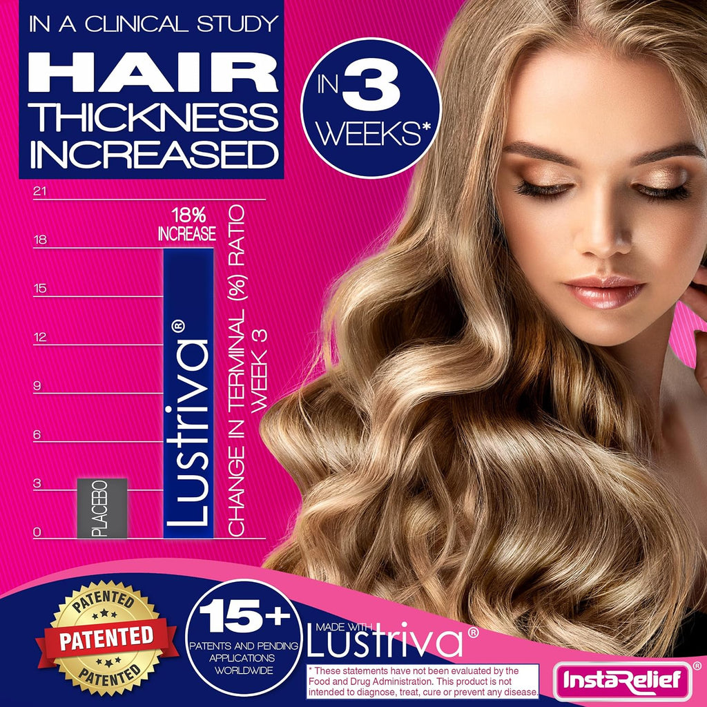 InstaRelief Hair Growth con Lustriva - Biotina 10.000 mcg, Silicio y Arginina - 60 Comprimidos