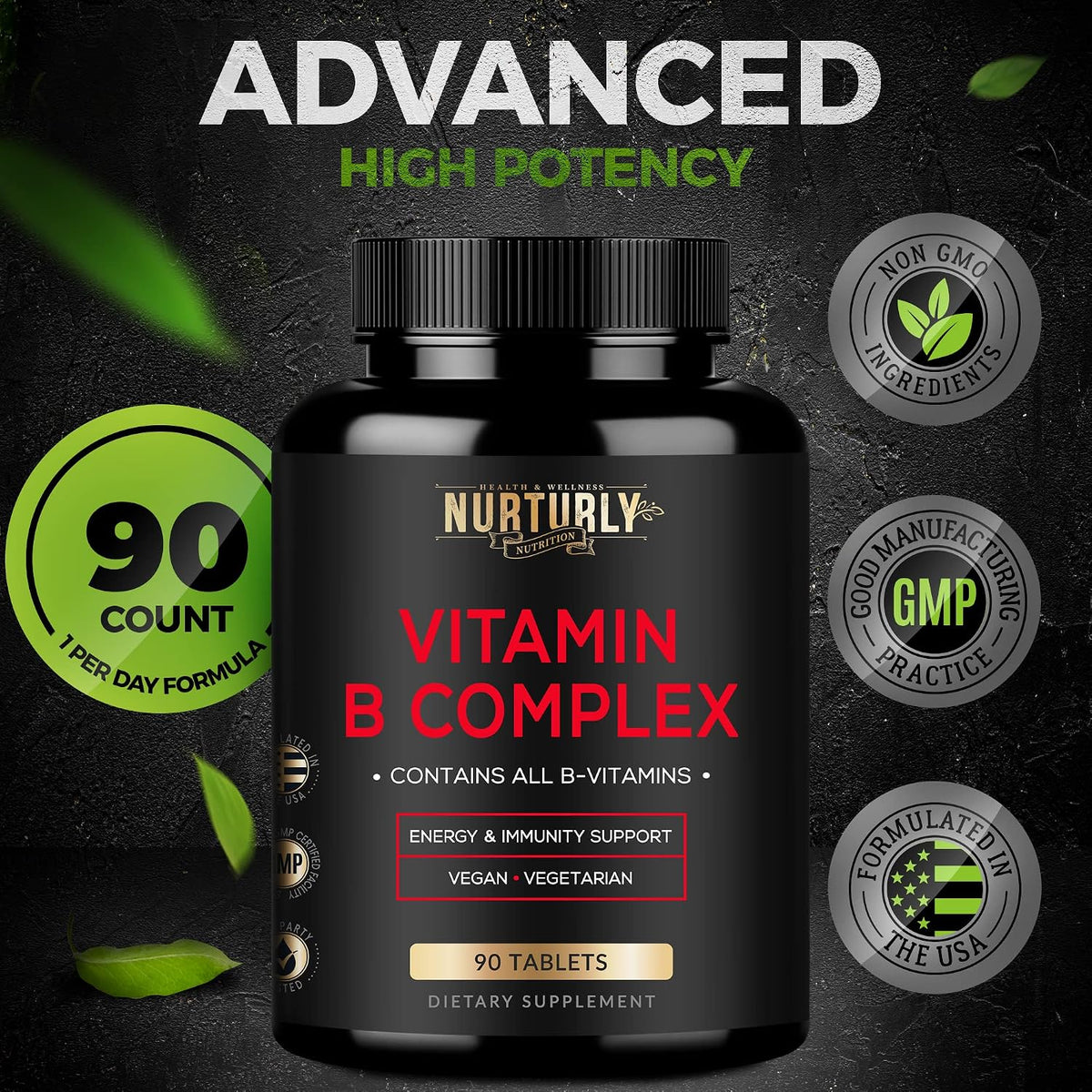 NURTURLY Vitamin B Complex - Complejo B – Adultos mayores: con la edad, la absorción de B12 y otras vitaminas – Image 6
