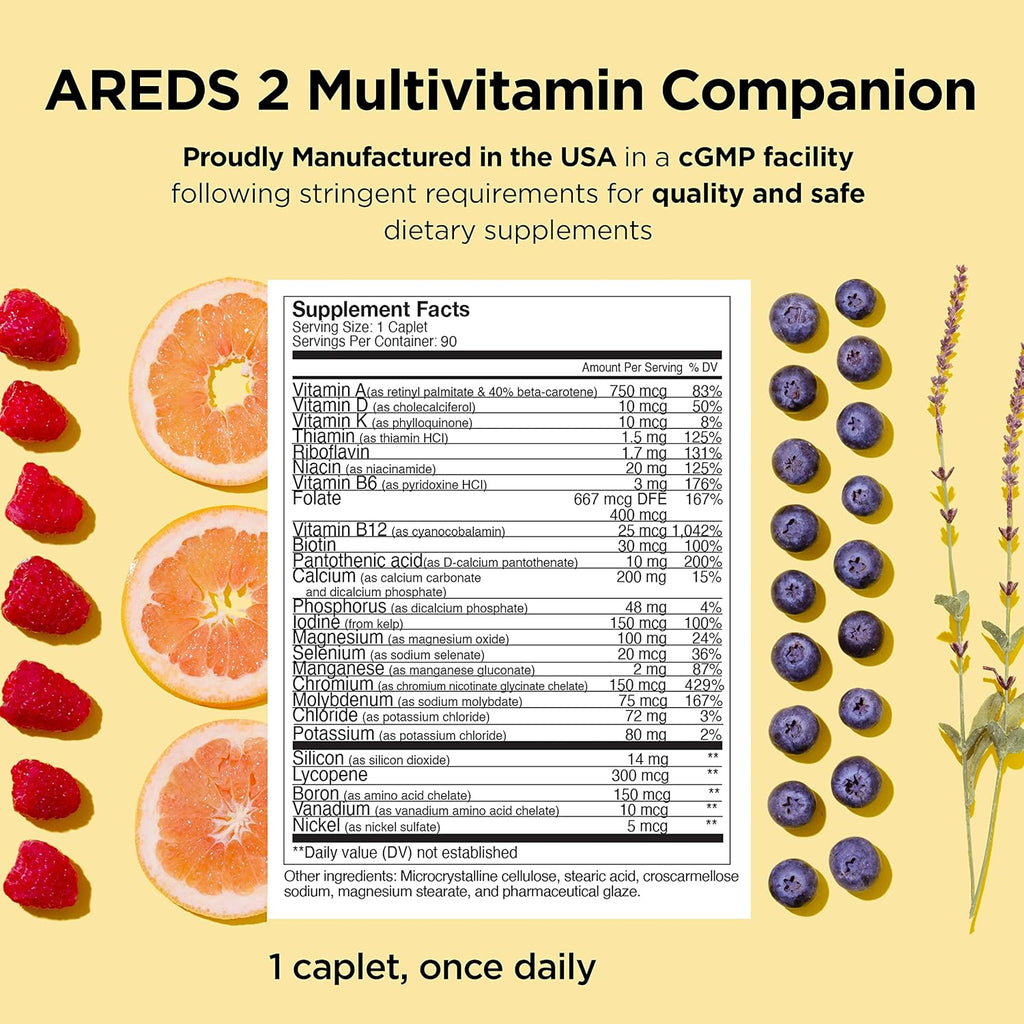 Viteyes AREDS 2 Cápsulas y Multivitamínico Acompañante, Dosis Única Diaria, Vitaminas para los Ojos, 3 Meses de Suministro