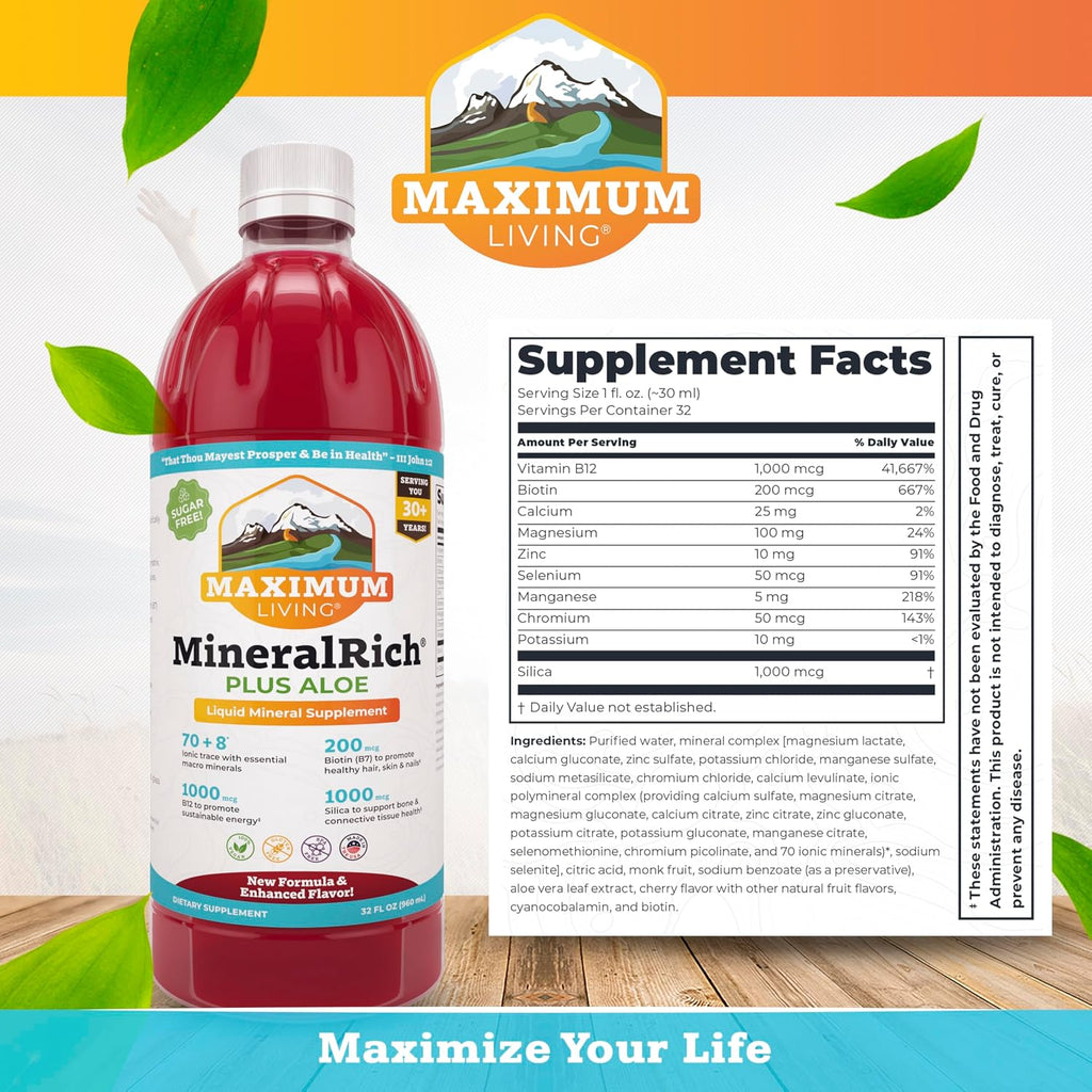 Maximum Living MineralRich Minerales Líquidos con Aloe - 32 oz