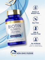 Carlyle Biotin 10000mcg | 150 Cápsulas | Fórmula de Belleza con Keratina | No Transgénico, Sin Gluten