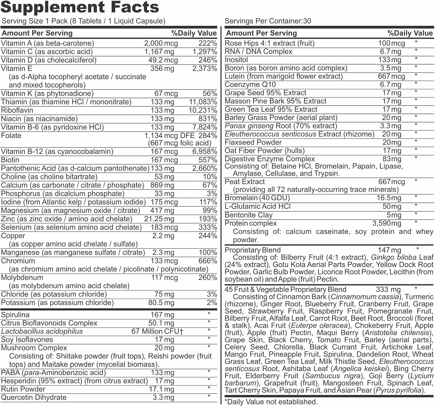 Healthy 'N Fit Super-Nutri Pack (30 sobres) - Multivitamínico de alta potencia con aminoácidos y minerales
