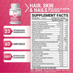 Healthy Hair Skin and Nails - Vitaminas para Cabello, Piel y Uñas con 7500 mcg de Biotina, Colágeno y Ácido Hialurónico - 60 Cápsulas