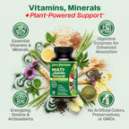 Life's Fortune Multivitamínico Completo de Alimentos Integrales para Hombres y Mujeres - Apoyo Energético, Inmunidad y Metabolismo - Sin Hierro, 180 Comprimidos Vegetarianos