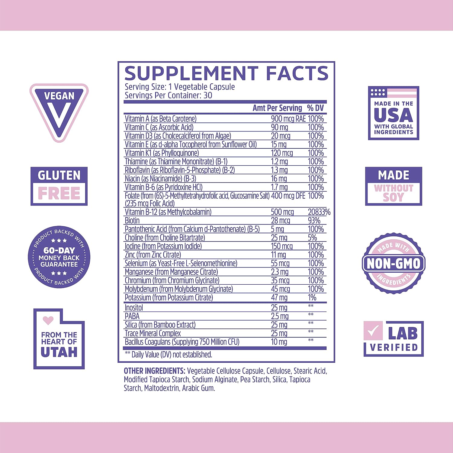 Zhou Daily Boost - Multivitamínico Probiótico para Mujeres y Hombres, 30 Cápsulas Vegetales