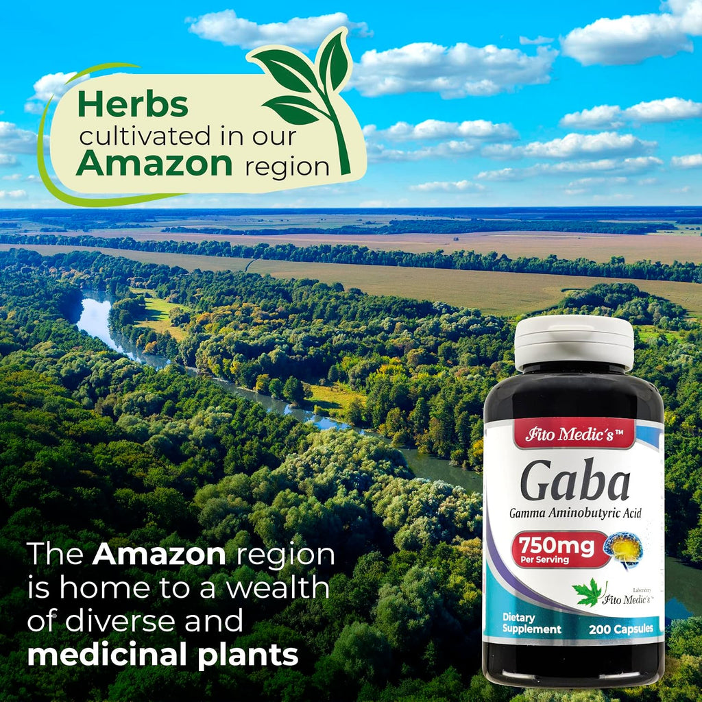 GABA Cápsulas - 750 mg por Ración - 200 Cápsulas - Complemento Alimenticio