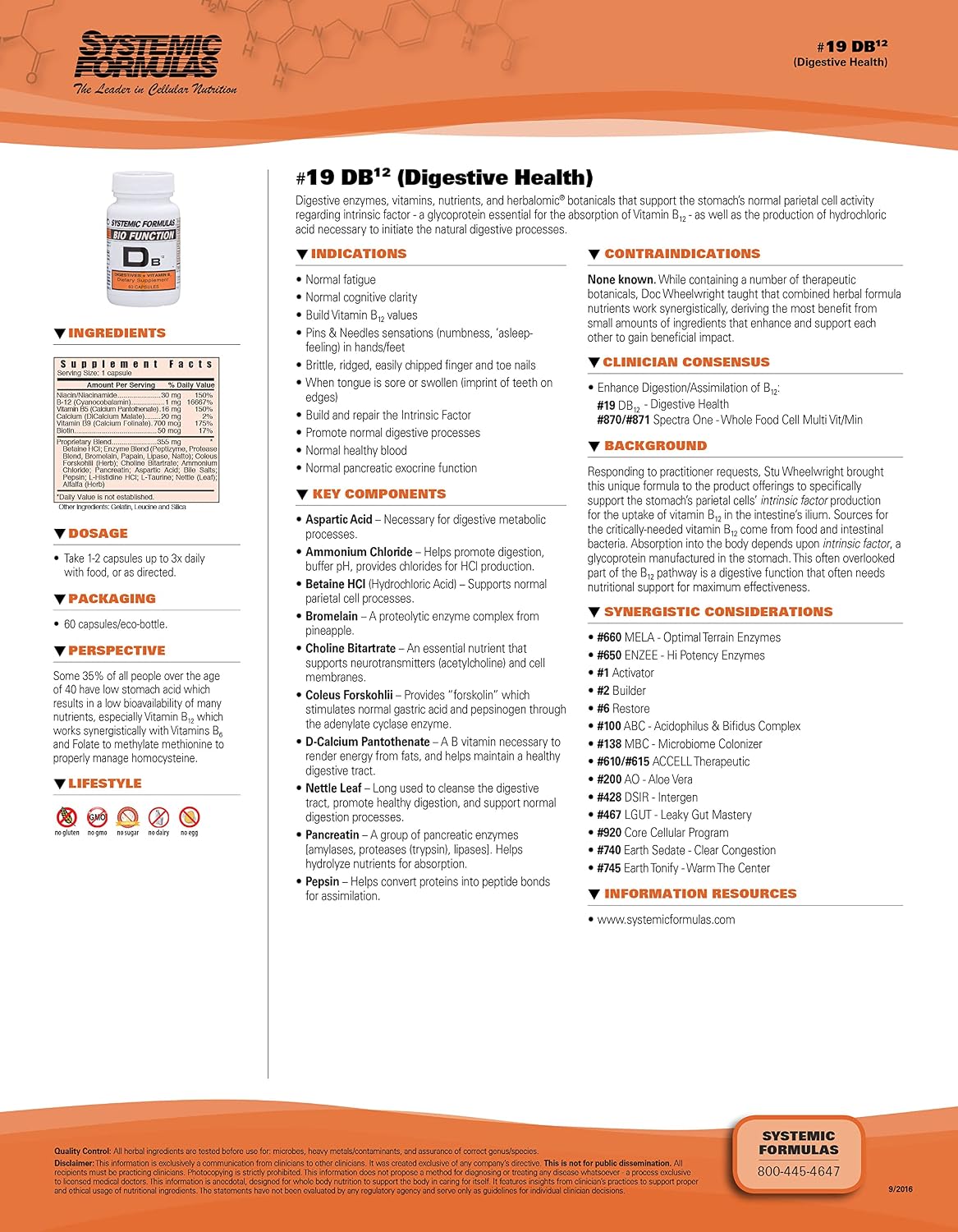 Systemic Formulas DB12 Digest VIT. B12 - Vitamin B12 Formula with Digestive Enzymes
