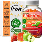 MonesAli Prenatal Gummies - Multivitamínico Prenatal y Postnatal Vegano con Folato, DHA, Hierro y Biotina - 90 Gominolas