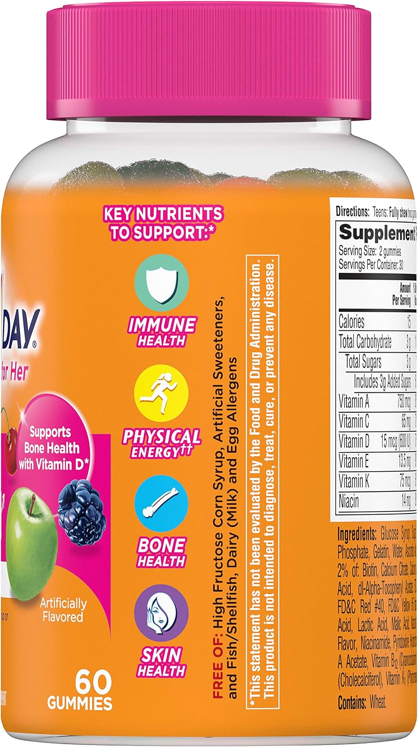 One A Day VitaCraves Teen For Her Gominolas Multivitamínicas, 60 unidades (Pack de 4)