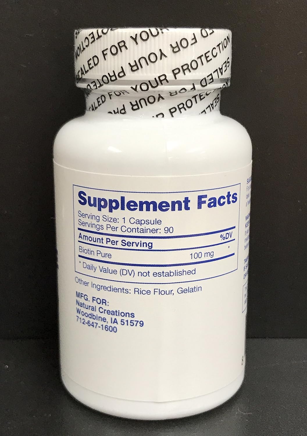 Biotina 100mg (100,000mcg) - 90 Cápsulas