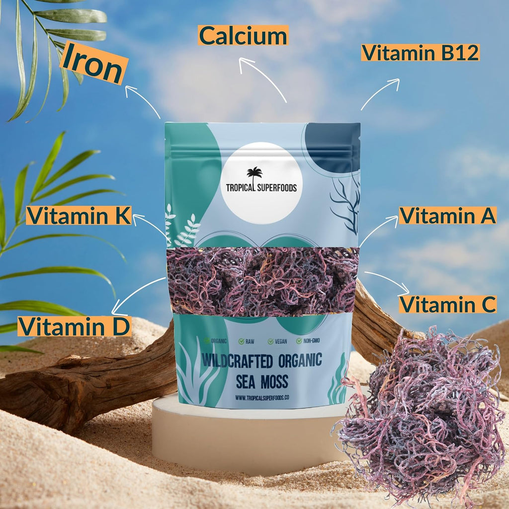 Musgo de Mar Púrpura (Purple Sea Moss) 100% Silvestre - Espectro Completo - 92 Minerales - 113g (4oz)