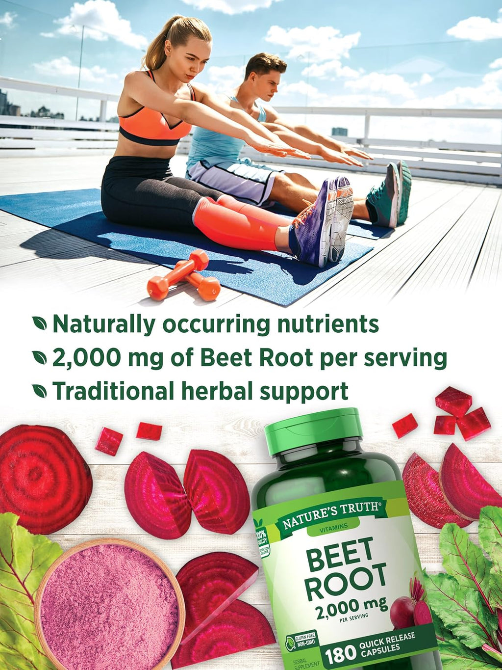 Nature's Truth Raíz de Remolacha Cápsulas 2000mg | 180 Unidades