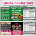 NUTRAHARMONY Multivitamínico para Mujeres 47 en 1 con Complejo B, Hierro y Alimentos Integrales - 90 Cápsulas (3 Meses)