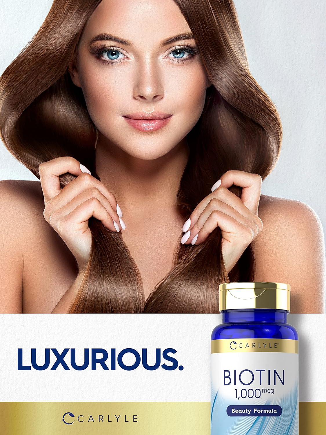 Carlyle Biotin 1000mcg | 250 Vegetarian Tablets | Beauty Formula Supplement | Non-GMO, Gluten Free