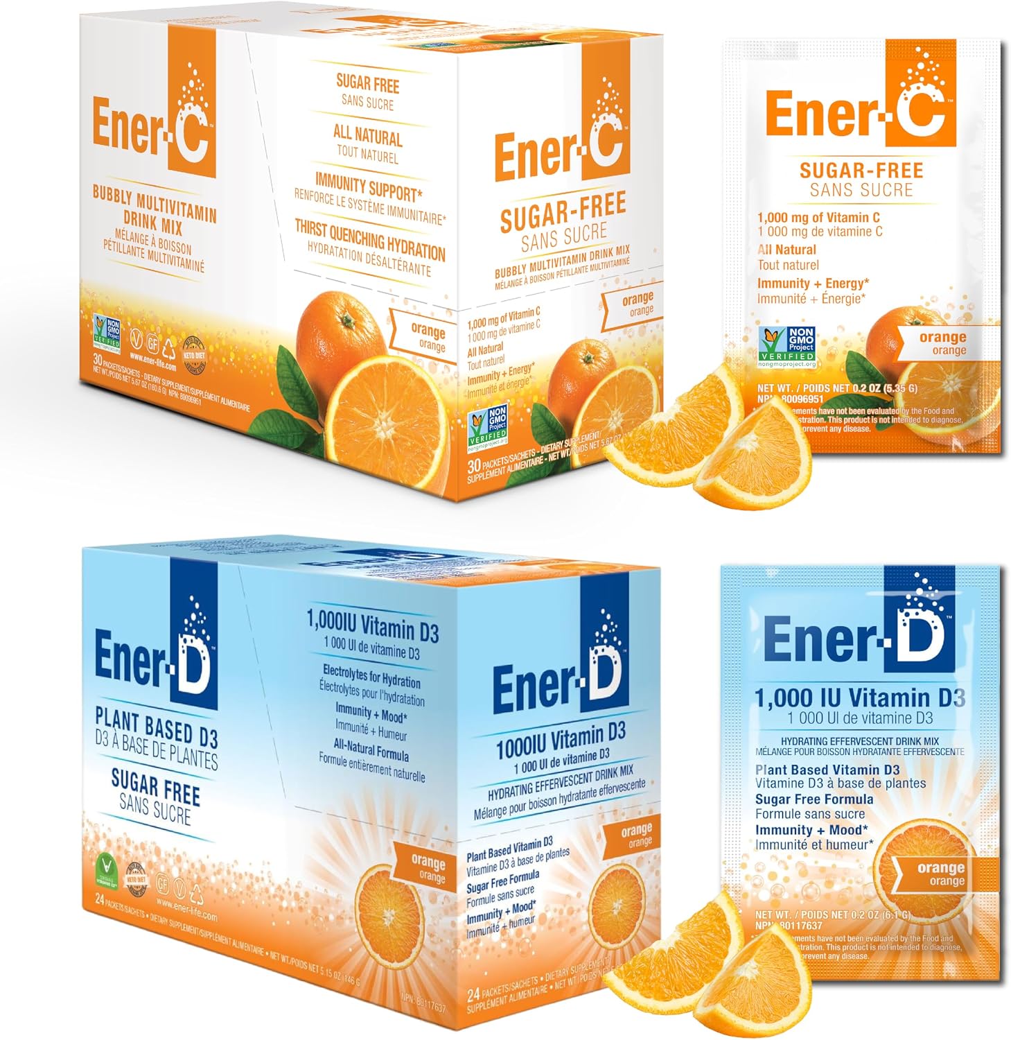 Ener-D Sugar Free Multivitamin Drink Mix - Sabor Frambuesa, 24 sobres